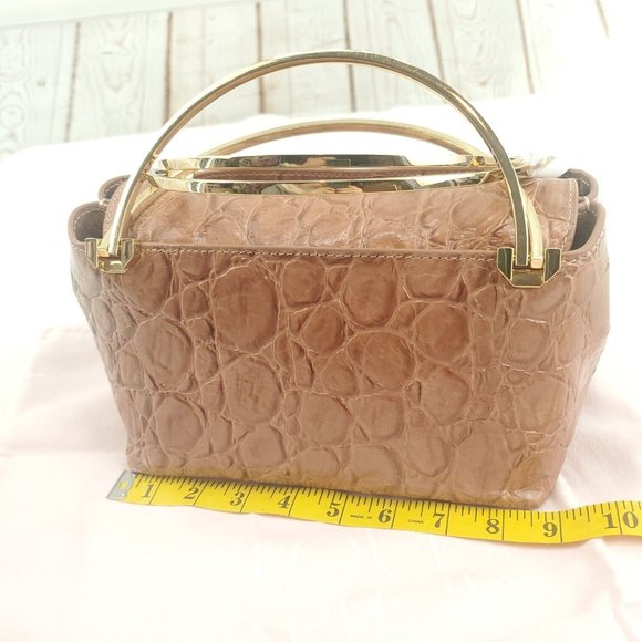 Louise et Cie Womens Diam Brown Animal Print Leather Gold Top Handle Bag - Picture 10 of 14